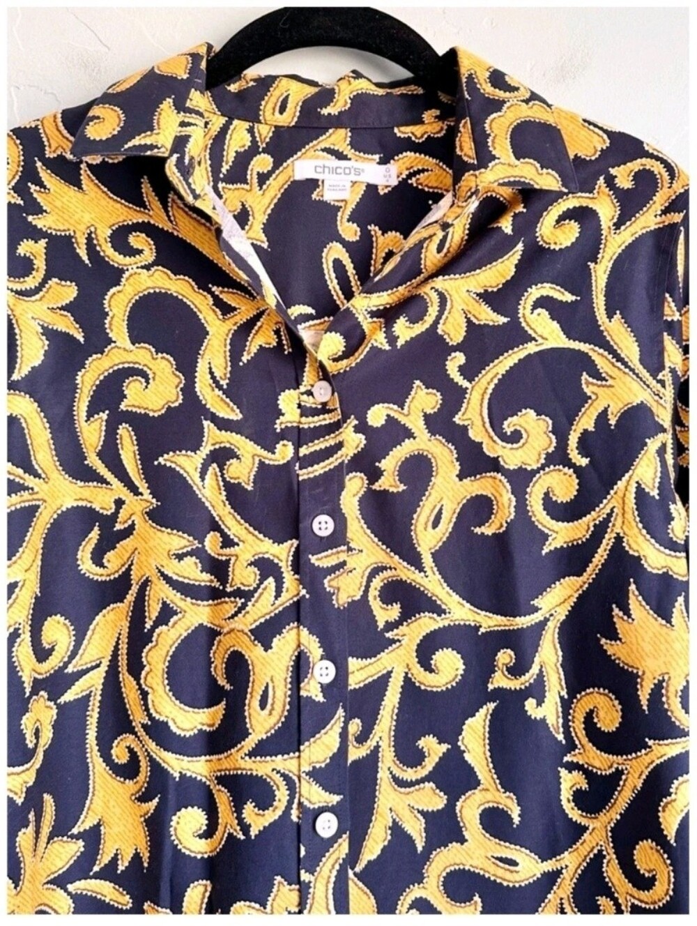 🌞CHICO'S ABSTRACT SWIRL SHIRT   NO IRON    SIZE 2      NWT - Picture 3 of 9